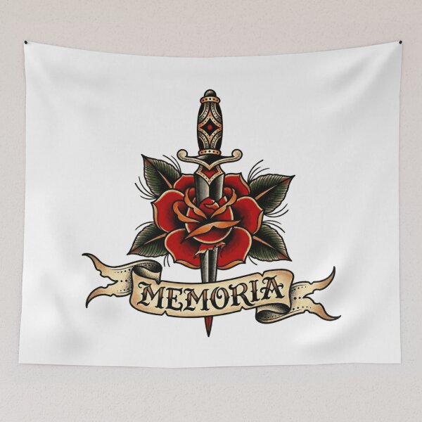 Item preview, Rose with dagger old school tattoo designed and sold by Mario-Mora-Art.