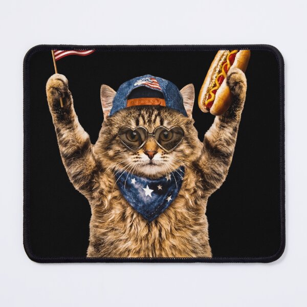 Item preview, Funny 4th of July, Funny Patriotic Cat American Flag Hot Dog designed and sold by KustMeram.
