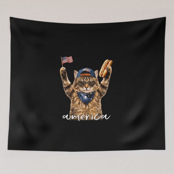 Item preview, Funny 4th of July, Funny Patriotic Cat American Flag Hot Dog designed and sold by KustMeram.
