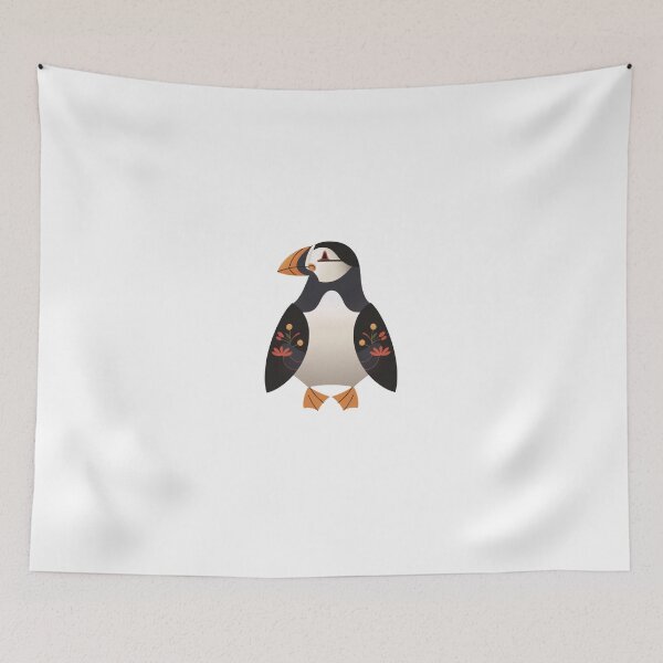 Item preview, Scandinavian Folk Art, Floral Puffin designed and sold by xiao xuans.