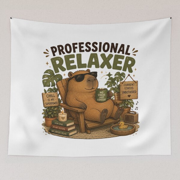 Item preview, Professional Relaxer Capybara with Coffee Funny Chill Mode Animal Design designed and sold by RJACreative.