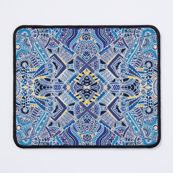 Item preview, Tribal Mandala Seamless Pattern – Blue Gold Ethnic Geometric Print designed and sold by 555Design.