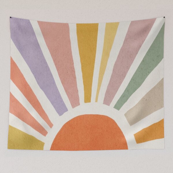 Item preview, Boho Sunrise Abstract Wall Art | Retro Sunburst Minimalist Design designed and sold by SunnyIris.