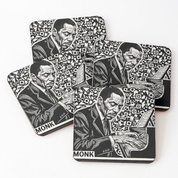 Item preview, Thelonious Monk Legendary Jazz Piano Player Linotype Art Original Design - Gift for Vinyl Collector, Jazz Fan or Musician #2834 designed and sold by kraftwerk-lab.