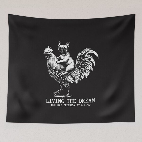 Item preview, Funny French Bulldog Riding Rooster One Bad Decision At A Time Vintage designed and sold by kiralynstration.