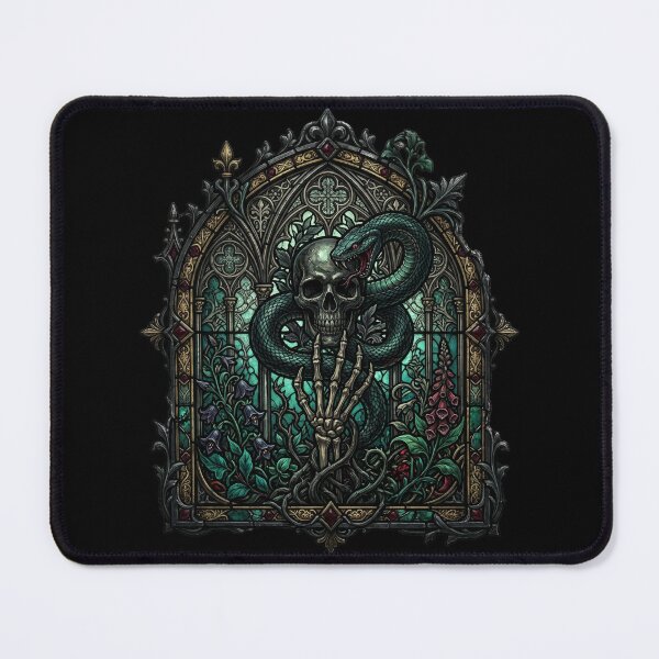 Item preview, Gothic Skull and Snake Stained Glass designed and sold by David Mateo ArtWorks.