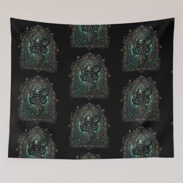 Item preview, Gothic Skull and Snake Stained Glass designed and sold by David Mateo ArtWorks.