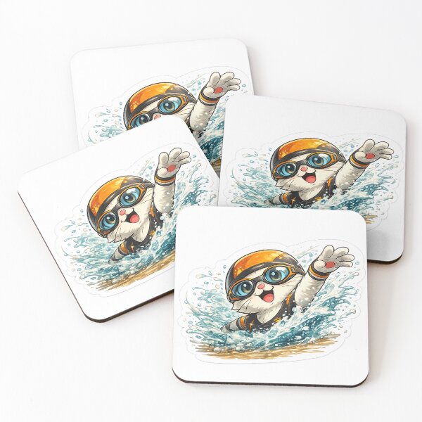 Item preview, DreamPaw Swimmer Cat | Cute Kawaii Swimming Kitten Sports Lover Gift designed and sold by DreamPaw Studio.