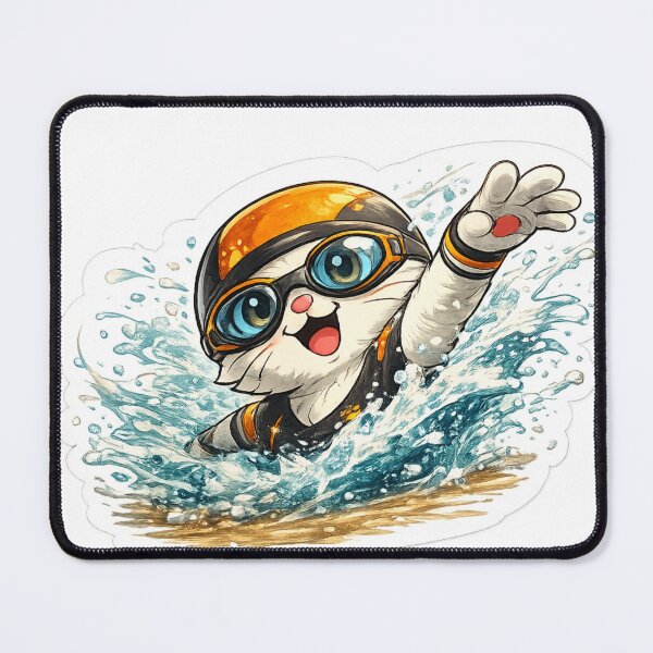 Item preview, DreamPaw Swimmer Cat | Cute Kawaii Swimming Kitten Sports Lover Gift designed and sold by DreamPaw Studio.