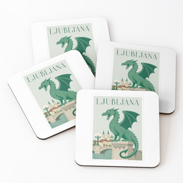 Item preview, Ljubljana Dragon Vintage Travel Poster designed and sold by Beyond Destinations.