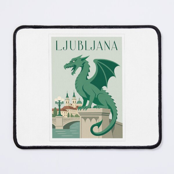 Item preview, Ljubljana Dragon Vintage Travel Poster designed and sold by Beyond Destinations.