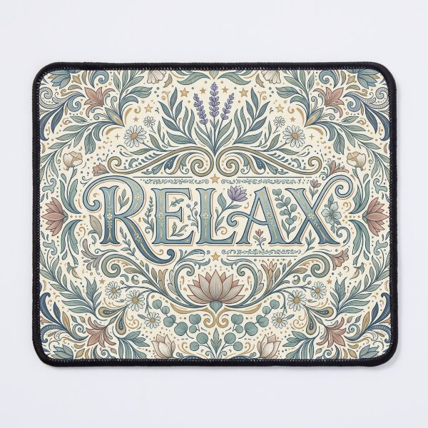 Item preview, Ornate RELAX Typography Art - Vintage Floral Mandala Design with Lotus & Botanical Patterns designed and sold by ART BOND.