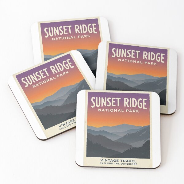 Item preview, Smoky Mountains Sunset Ridge Retro 1960s Travel Poster Design Memories designed and sold by Yellowriversss.