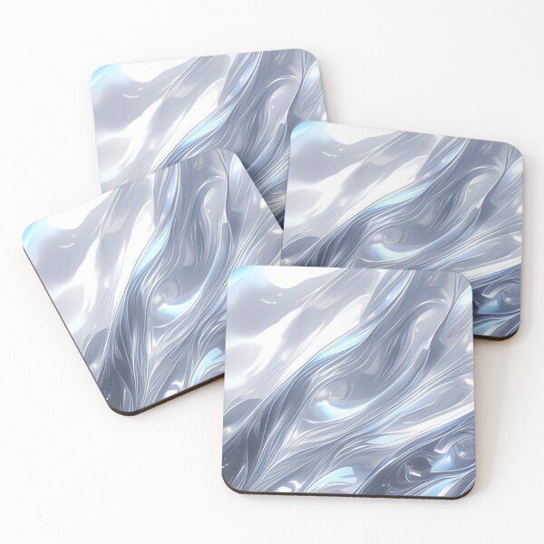 Item preview, Liquid Chrome Waves - Futuristic Silver Metal Abstract Art designed and sold by LYAN-STORE.
