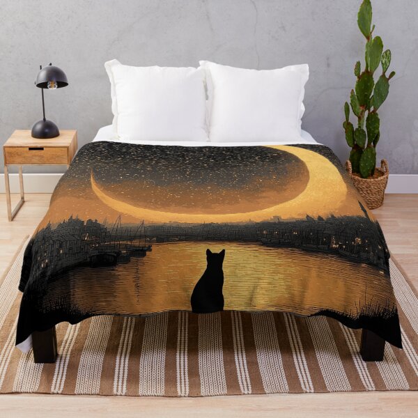 Item preview, Black Cat Guardian of the Night – Twilight Mystery designed and sold by Erika Kaisersot.