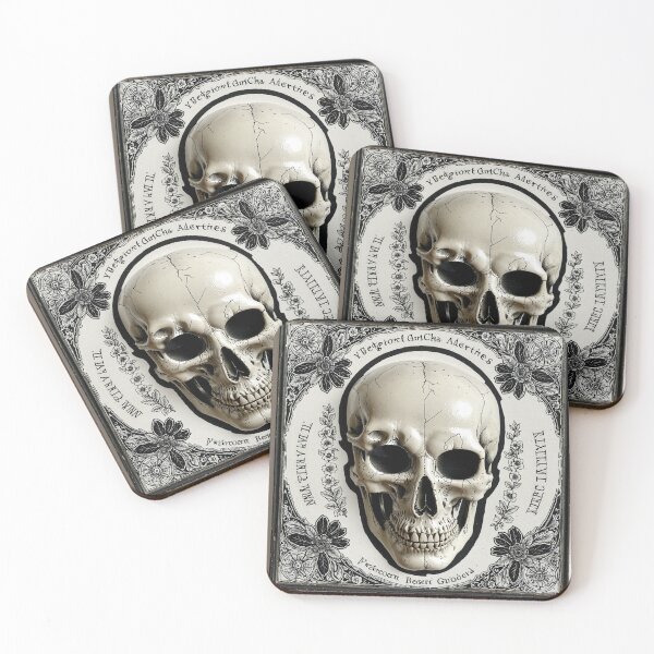 Item preview,  Vintage Floral Skull Engraving Illustration designed and sold by mrshadow113.