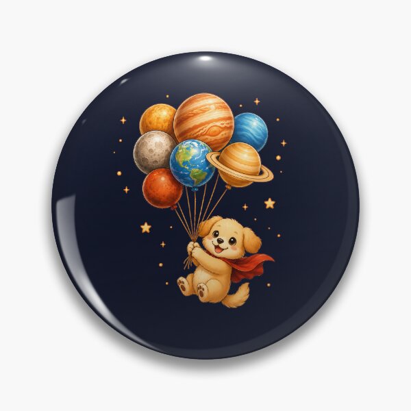 Item preview, Cute Kawaii Dog Flying with Planet Balloons designed and sold by Seculinator.