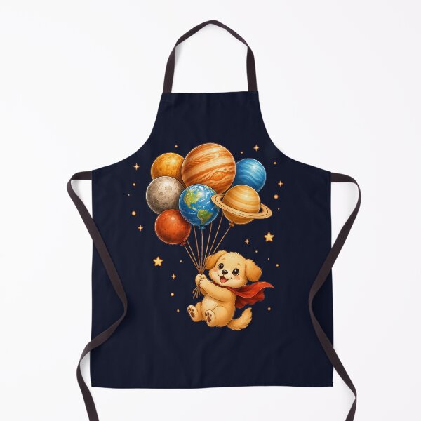 Item preview, Cute Kawaii Dog Flying with Planet Balloons designed and sold by Seculinator.