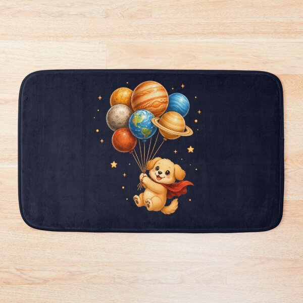 Item preview, Cute Kawaii Dog Flying with Planet Balloons designed and sold by Seculinator.