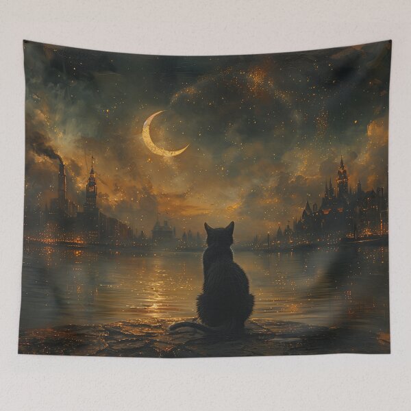 Item preview, Cat Guardian of the Night – Golden Horizon designed and sold by Erika Kaisersot.