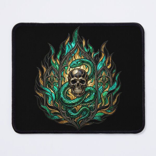 Item preview, Gothic Golden Flames Skull and Serpent designed and sold by David Mateo ArtWorks.