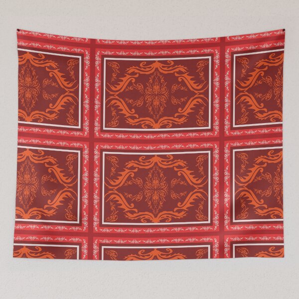 Item preview, Red and Brown leaves and flowers Damask Pattern  designed and sold by LifeTU.