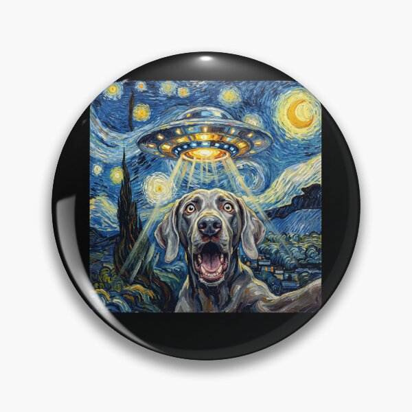 Item preview, Weimaraner Starry Night UFO Van Gogh Art Dog Selfie Lover designed and sold by Kimberley King Art  King Art.