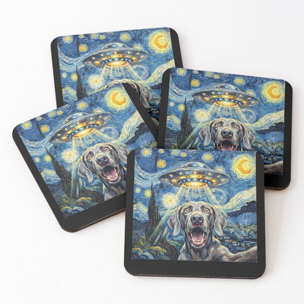 Item preview, Weimaraner Starry Night UFO Van Gogh Art Dog Selfie Lover designed and sold by Kimberley King Art  King Art.