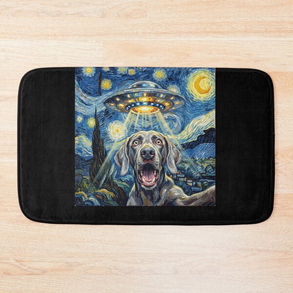 Item preview, Weimaraner Starry Night UFO Van Gogh Art Dog Selfie Lover designed and sold by Kimberley King Art  King Art.