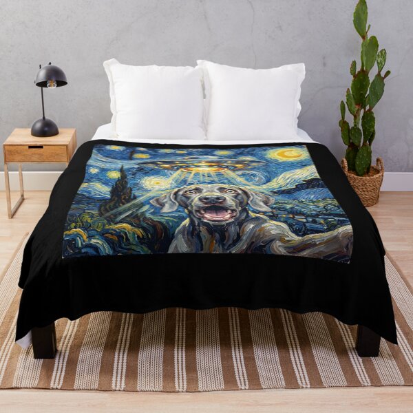 Item preview, Weimaraner Starry Night UFO Van Gogh Art Dog Selfie Lover designed and sold by Kimberley King Art King Art.