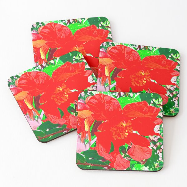 Item preview, Abstract Impressionist Red Pomegranate Flower Digital Illustration designed and sold by BalkanBloomArt.