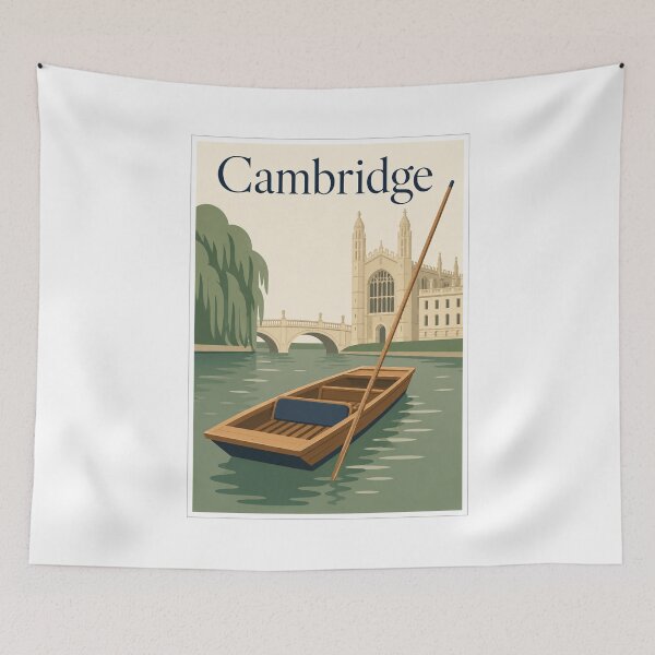Item preview, Cambridge Punting Vintage Travel Poster designed and sold by Beyond Destinations.