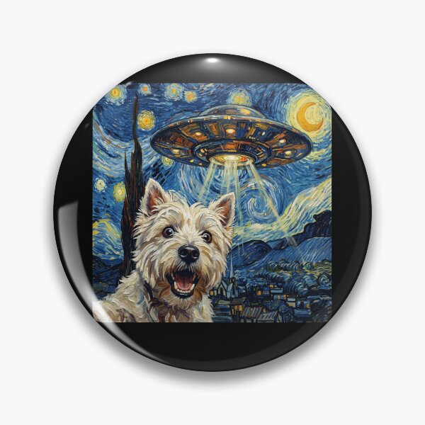 Item preview, West Highland White Terrier Starry Night UFO Van Gogh Art Dog Selfie Lover designed and sold by Kimberley King Art  King Art.