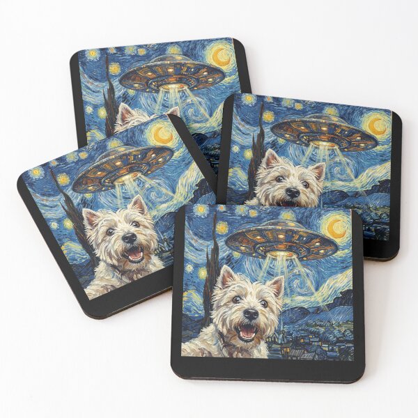 Item preview, West Highland White Terrier Starry Night UFO Van Gogh Art Dog Selfie Lover designed and sold by Kimberley King Art  King Art.