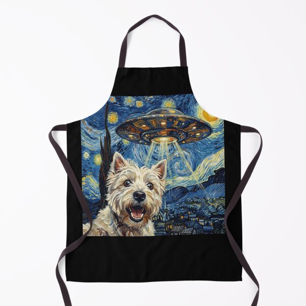 Item preview, West Highland White Terrier Starry Night UFO Van Gogh Art Dog Selfie Lover designed and sold by Kimberley King Art King Art.