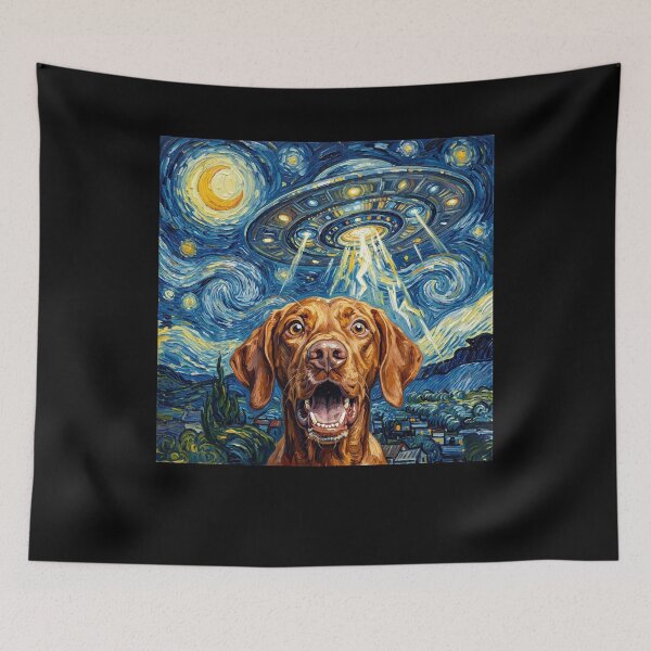 Item preview, Vizsla Starry Night UFO Van Gogh Art Dog Selfie Lover designed and sold by Kimberley King Art  King Art.