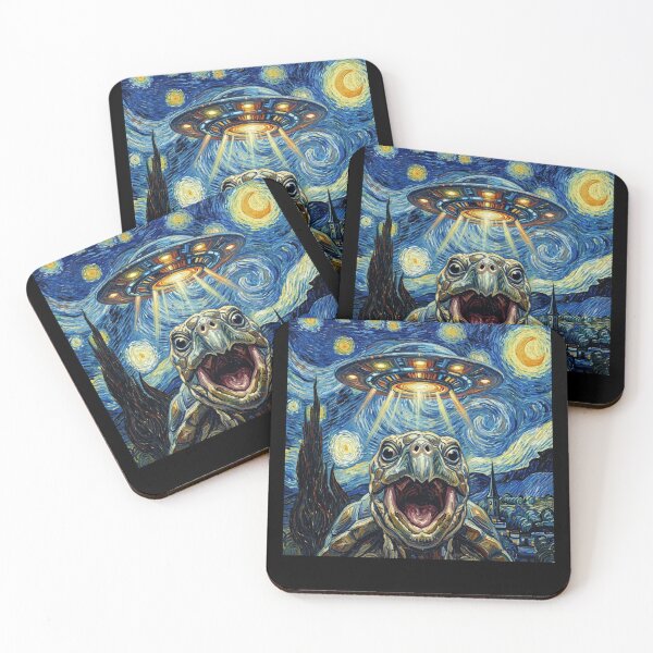 Item preview, Tortoise Starry Night UFO Van Gogh Art Animal Selfie Lover designed and sold by Kimberley King Art  King Art.