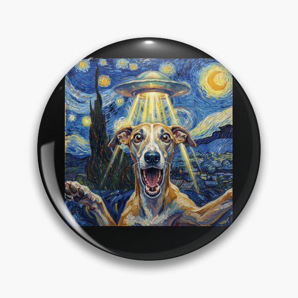 Item preview, Whippet Starry Night UFO Van Gogh Art Dog Selfie Lover designed and sold by Kimberley King Art  King Art.