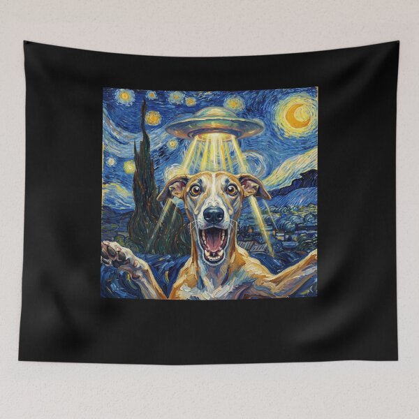 Item preview, Whippet Starry Night UFO Van Gogh Art Dog Selfie Lover designed and sold by Kimberley King Art  King Art.