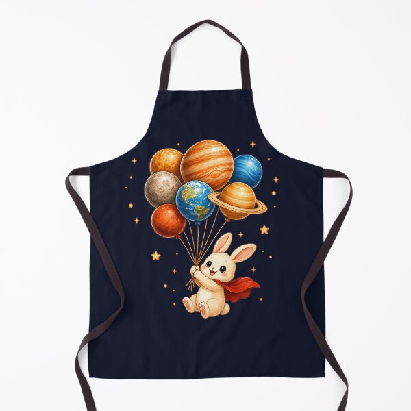 Item preview, Cute Kawaii Bunny Flying with Planet Balloons designed and sold by Seculinator.