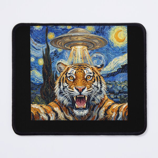 Item preview, Tiger Starry Night UFO Van Gogh Art Animal Selfie Lover designed and sold by Kimberley King Art King Art.