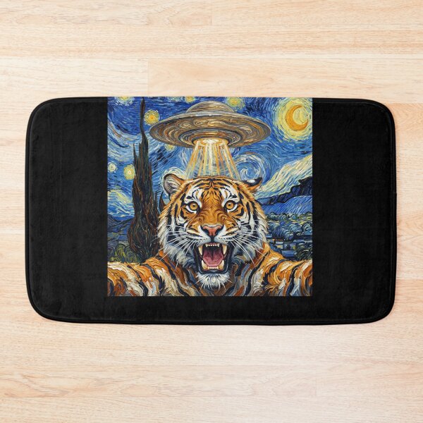 Item preview, Tiger Starry Night UFO Van Gogh Art Animal Selfie Lover designed and sold by Kimberley King Art  King Art.