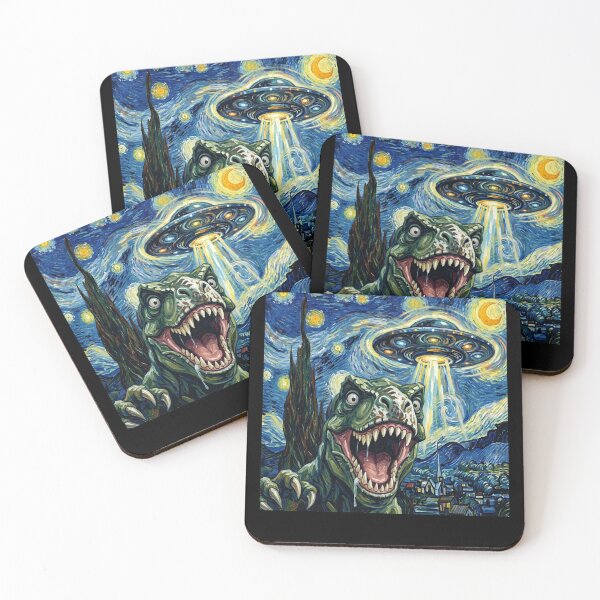 Item preview, T Rex Dinosaur Starry Night UFO Van Gogh Art Animal Selfie Lover designed and sold by Kimberley King Art  King Art.
