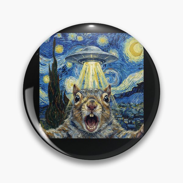 Item preview, Squirrel Starry Night UFO Van Gogh Art Animal Selfie Lover designed and sold by Kimberley King Art  King Art.