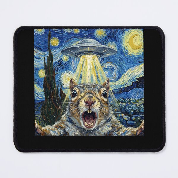 Item preview, Squirrel Starry Night UFO Van Gogh Art Animal Selfie Lover designed and sold by Kimberley King Art King Art.