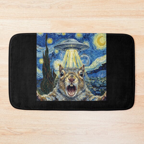 Item preview, Squirrel Starry Night UFO Van Gogh Art Animal Selfie Lover designed and sold by Kimberley King Art  King Art.