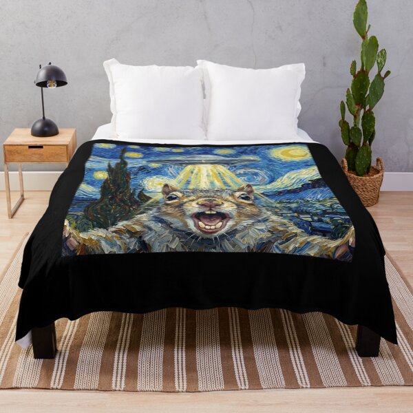 Item preview, Squirrel Starry Night UFO Van Gogh Art Animal Selfie Lover designed and sold by Kimberley King Art King Art.