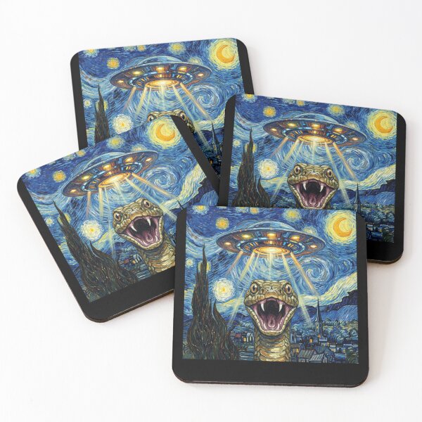 Item preview, Snake Starry Night UFO Van Gogh Art Animal Selfie Lover designed and sold by Kimberley King Art  King Art.