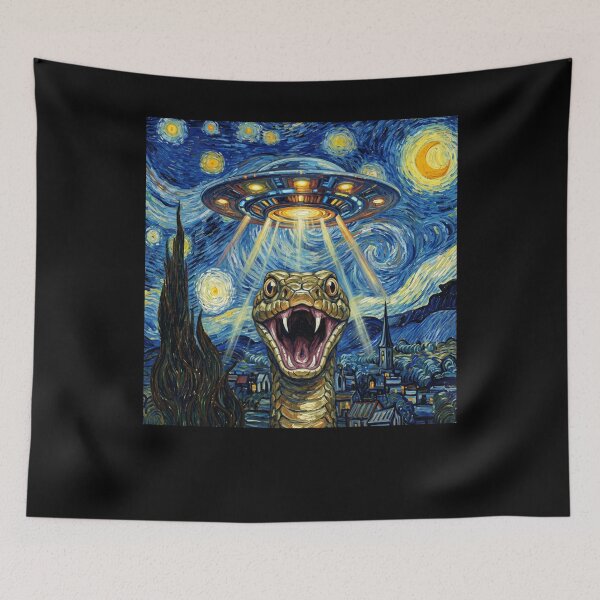 Item preview, Snake Starry Night UFO Van Gogh Art Animal Selfie Lover designed and sold by Kimberley King Art  King Art.