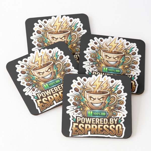 Item preview, Powered By Espresso Funny Coffee Lover Design designed and sold by Pixel Analytics.